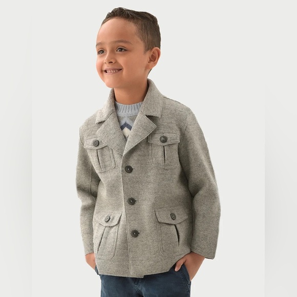 AnnTarah Stylish Kids Gray Pea Coat - Picture 1 of 5